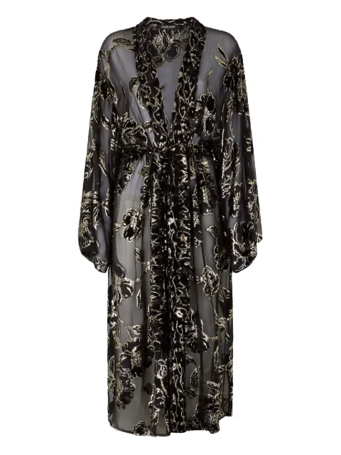 Roberto Cavalli floral-embroidered robe