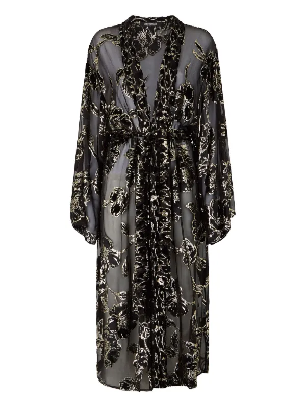 Roberto Cavalli フローラル ローブ | ブラック | FARFETCH JP