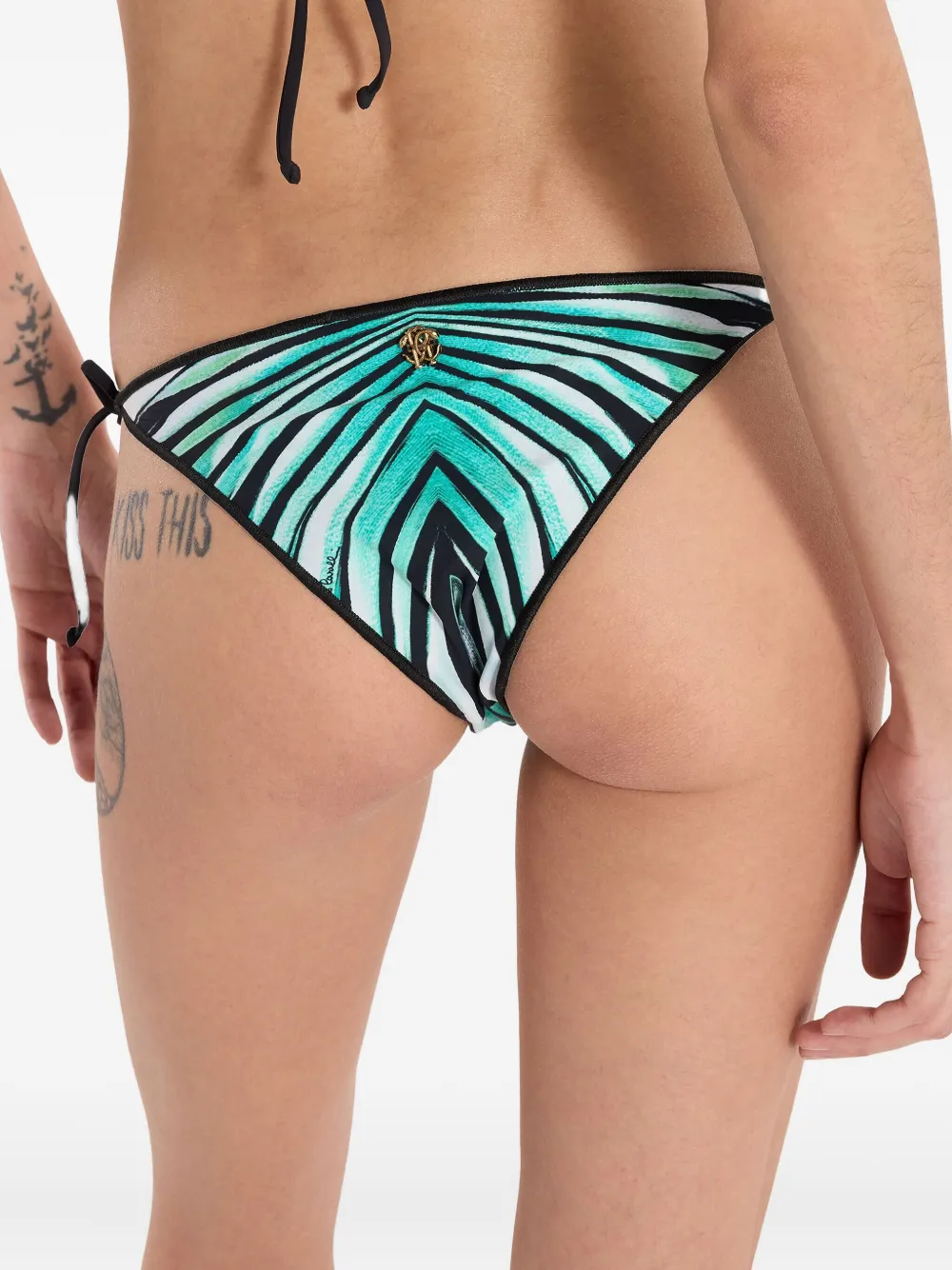 Roberto Cavalli Triangelvormige bikinislip met print Blauw