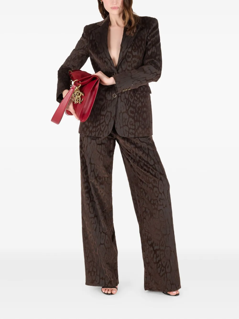 Roberto Cavalli Blazer met enkele rij knopen Bruin