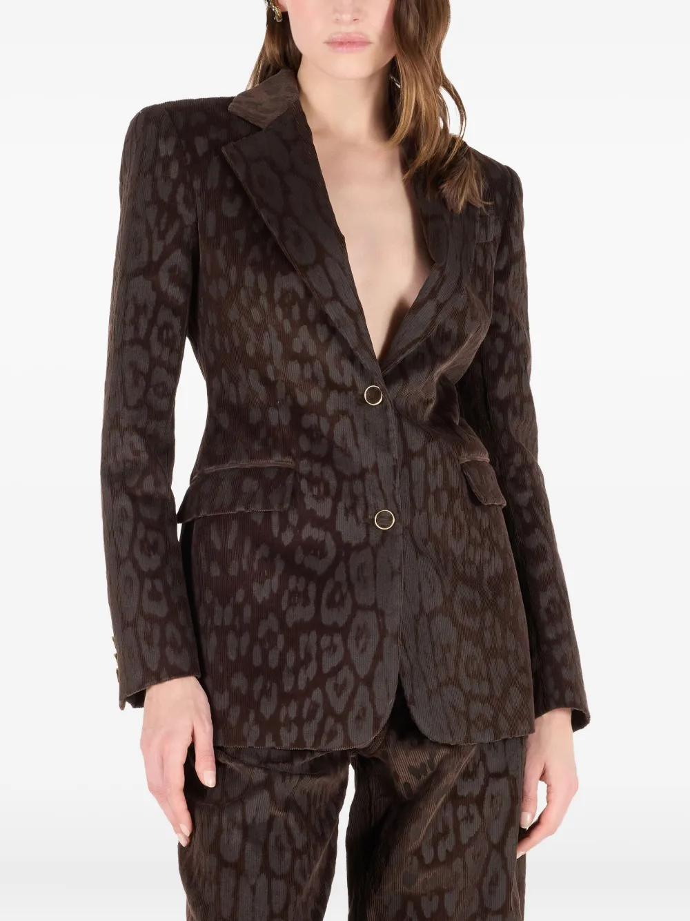 Roberto Cavalli Blazer met enkele rij knopen Bruin