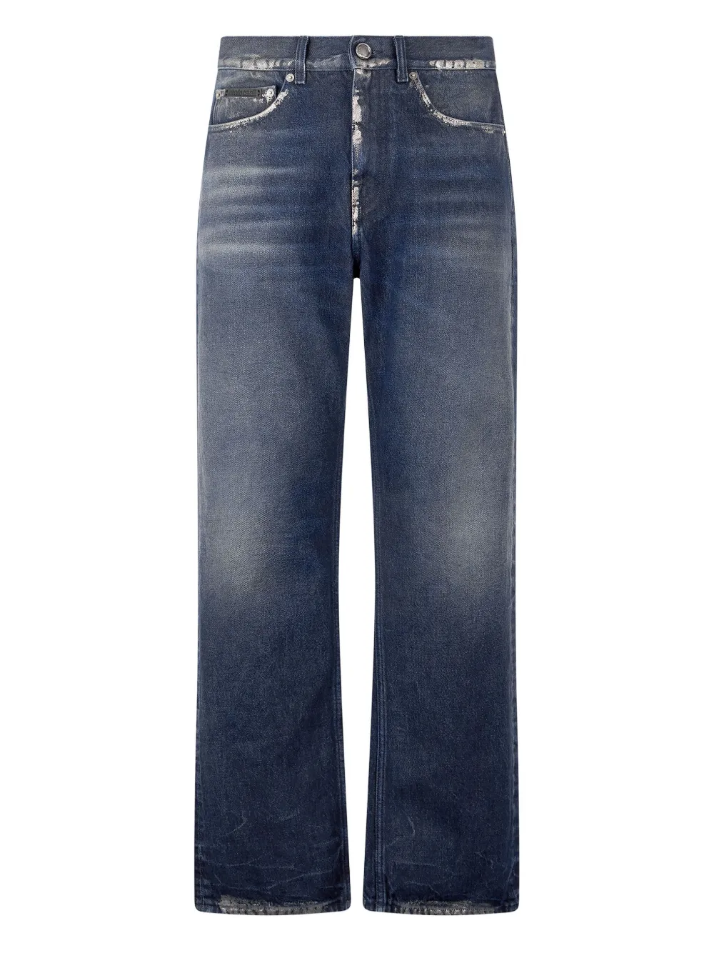 Roberto Cavalli sandblasted-effect chain-detail jeans | Blue | Image 1