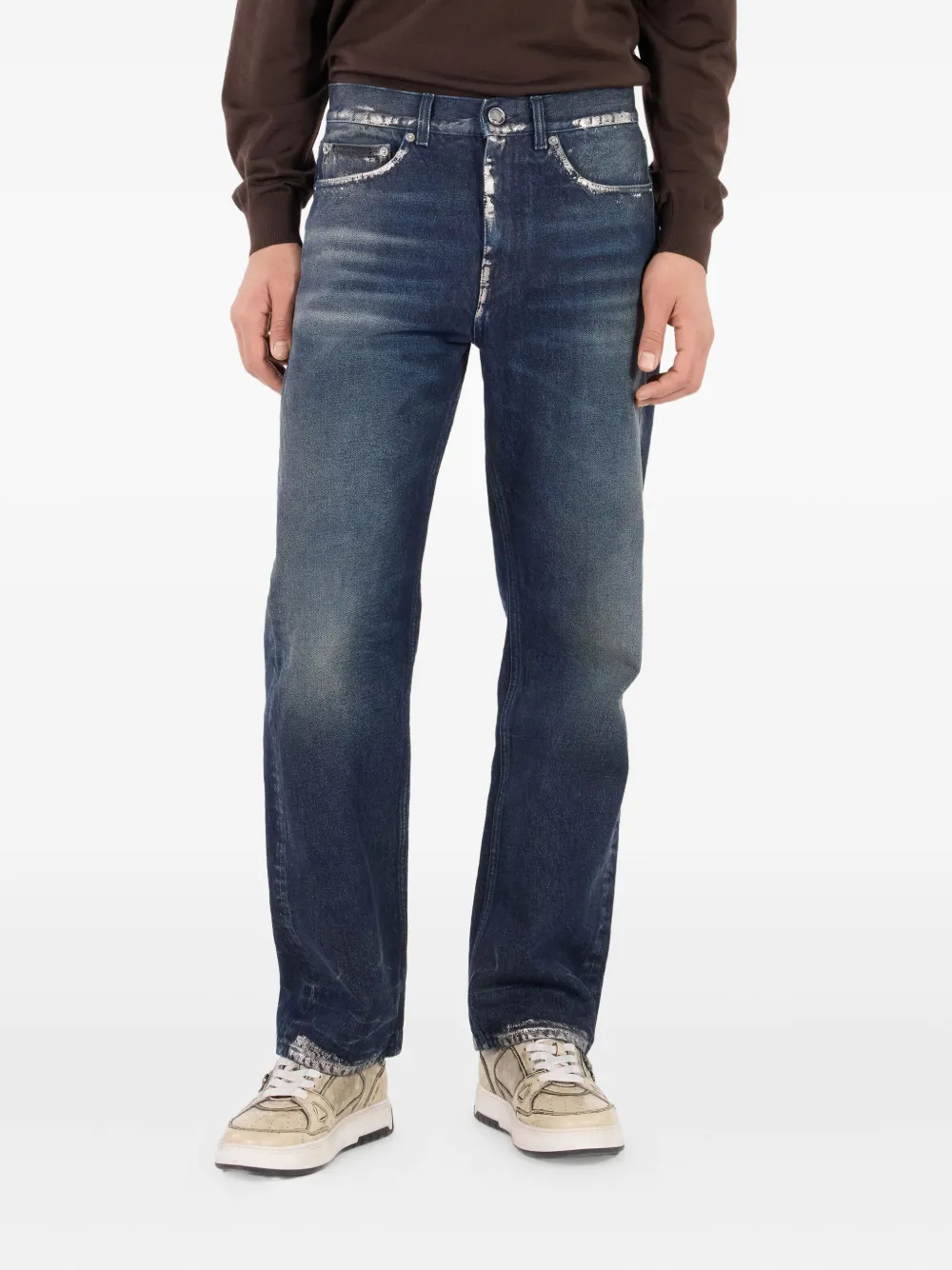 Roberto Cavalli Jeans met gezandstraald effect en kettingdetail Blauw