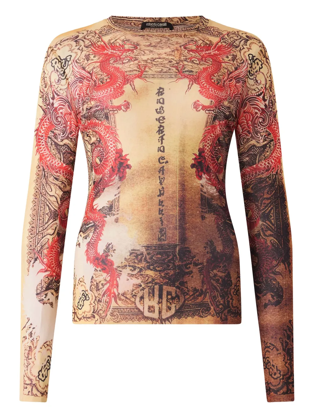 dragon-motif long-sleeve top