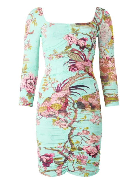 Roberto Cavalli ruched floral-print dress