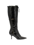 Roberto Cavalli lace-up crocodile-effect boots - Black