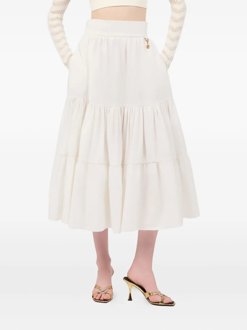 Roberto Cavalli Gelaagde rok met monogram-bedel Wit