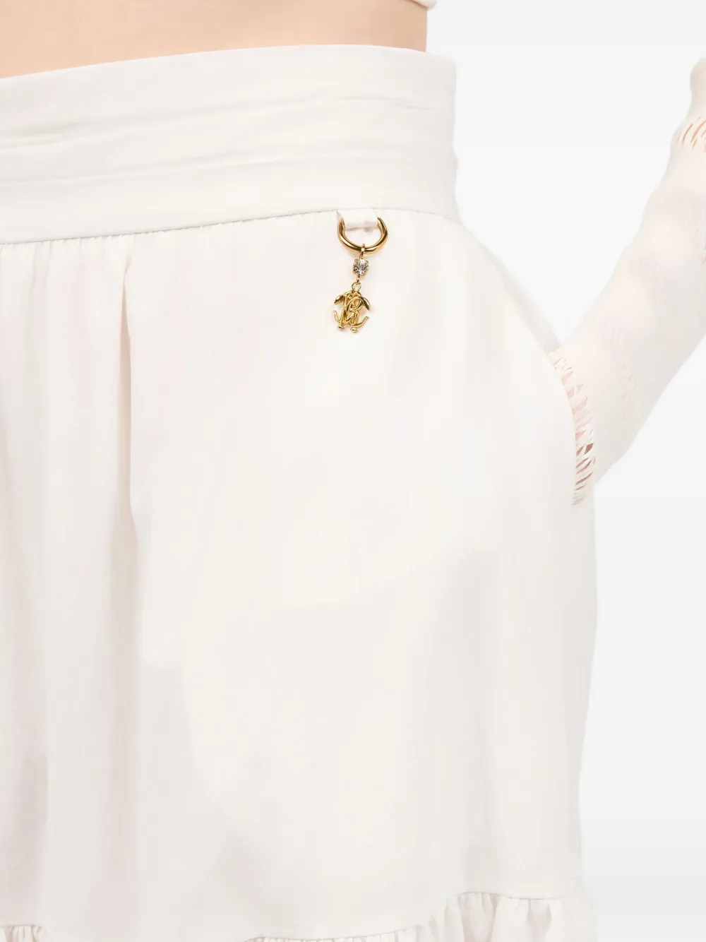 Roberto Cavalli Gelaagde rok met monogram-bedel Wit