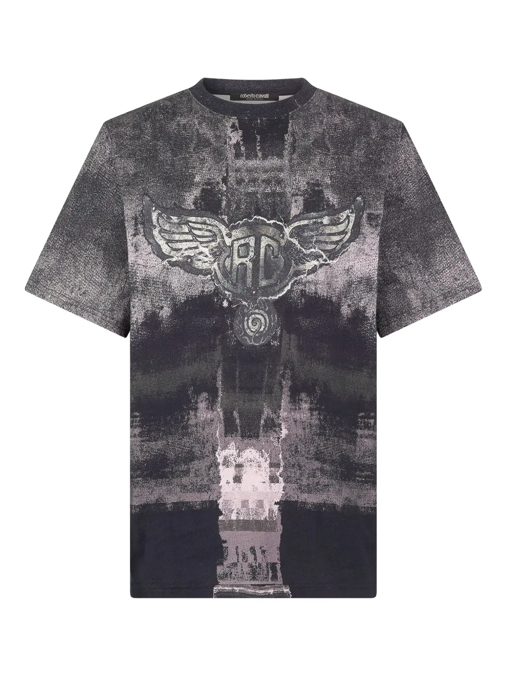 Roberto Cavalli T-shirt met monogramprint Zwart