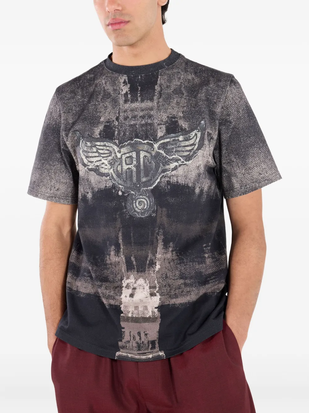 Roberto Cavalli T-shirt met monogramprint Zwart