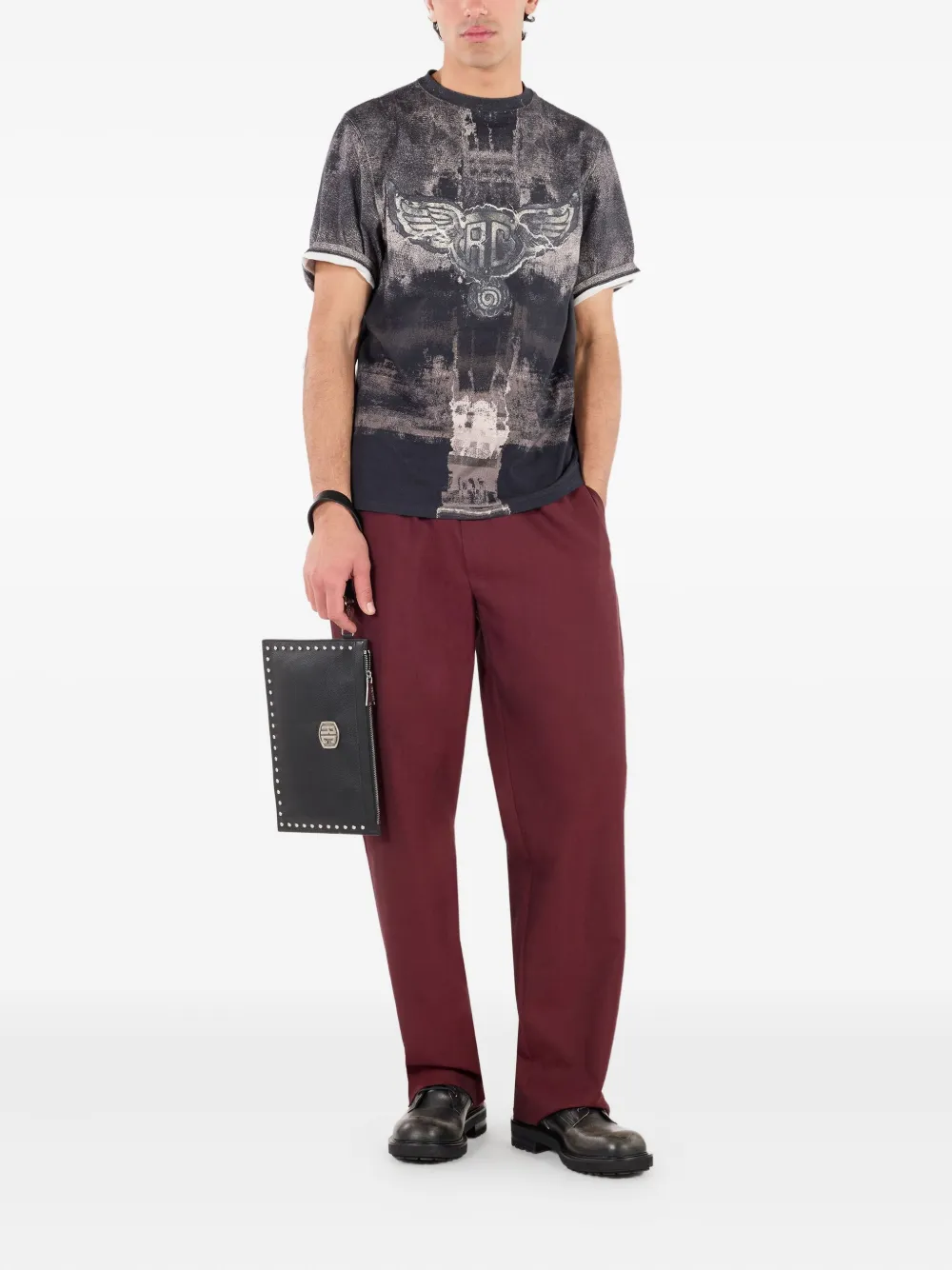 Roberto Cavalli T-shirt met monogramprint Zwart