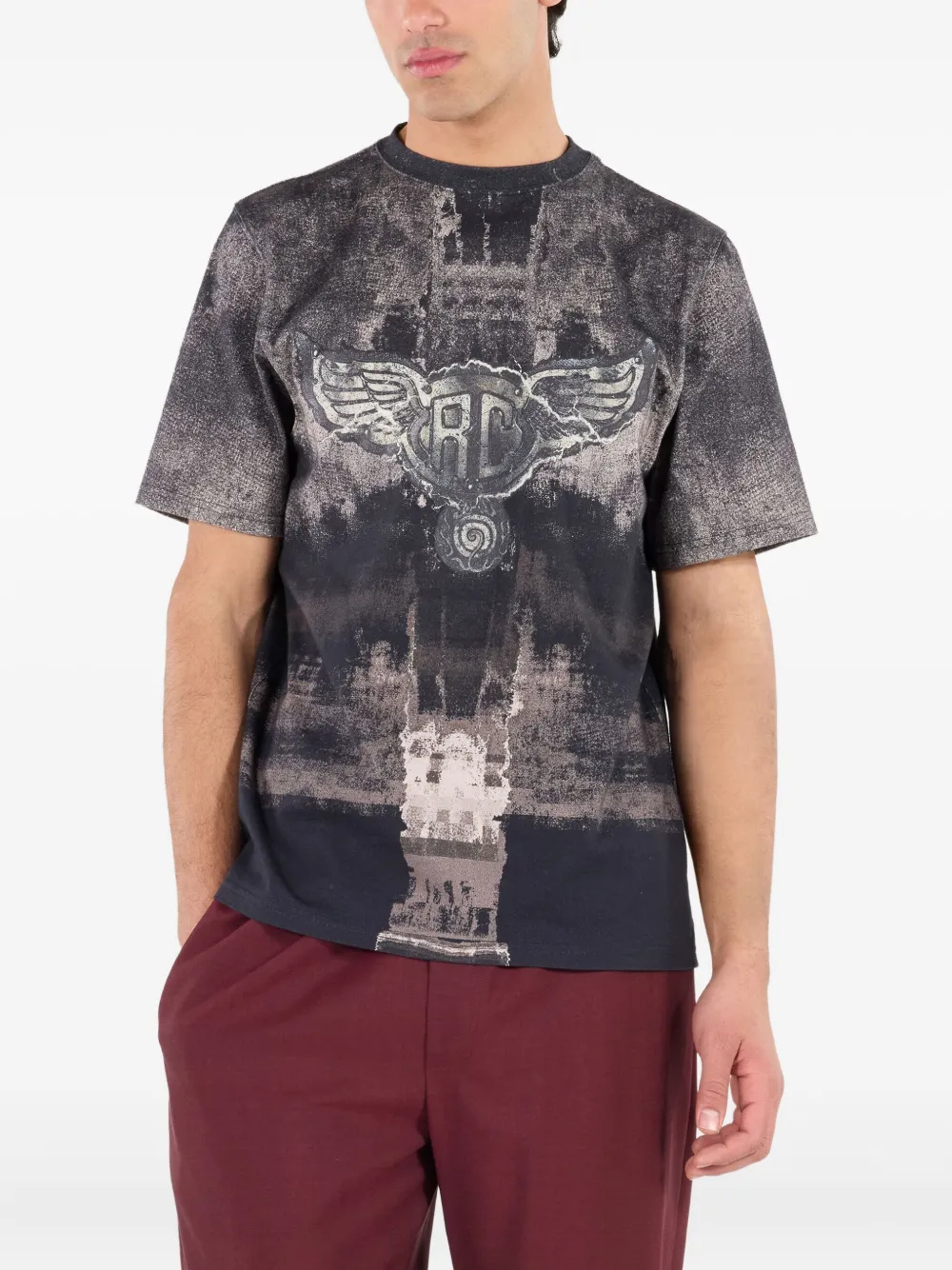 Roberto Cavalli T-shirt met monogramprint Zwart