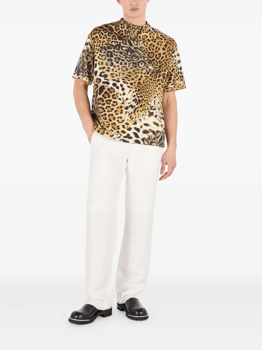 Roberto Cavalli animal-print cotton T-shirt Geel