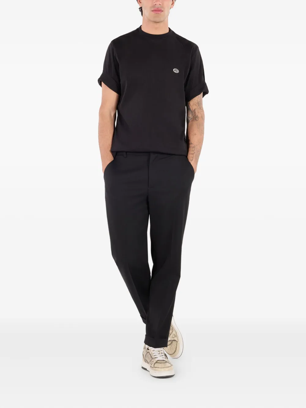 Roberto Cavalli T-shirt met logopatch Zwart