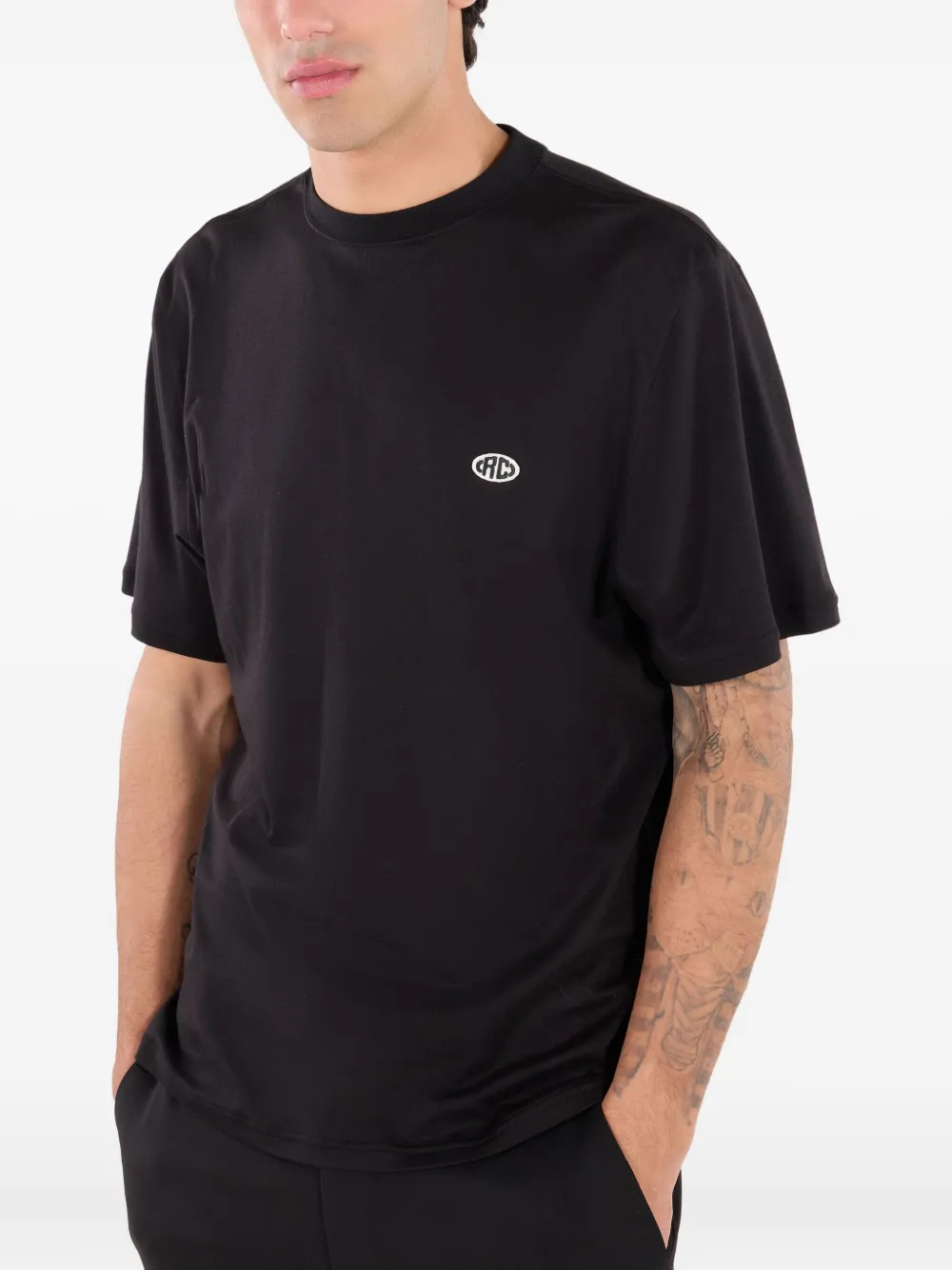 Roberto Cavalli T-shirt met logopatch Zwart