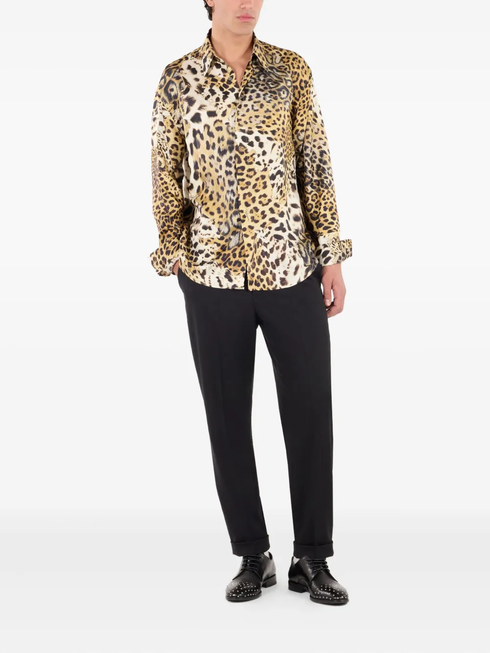 Roberto Cavalli Overhemd met luipaardprint - Geel