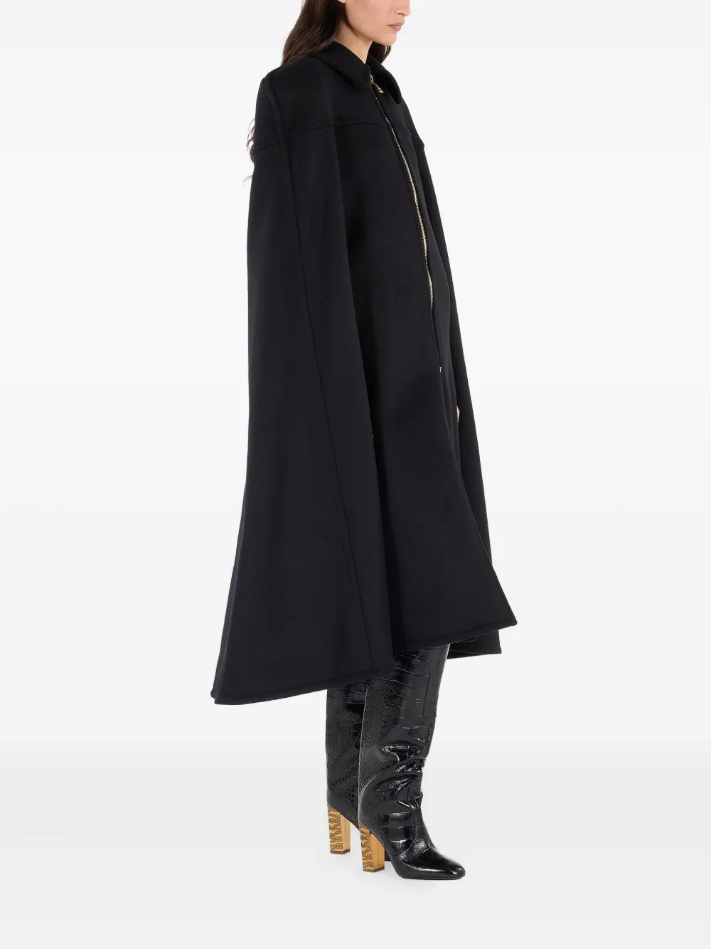 Roberto Cavalli zip-front shoulder-padded cape Zwart