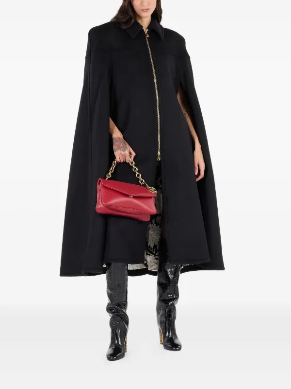 Roberto Cavalli zip-front shoulder-padded Cape | Black | FARFETCH