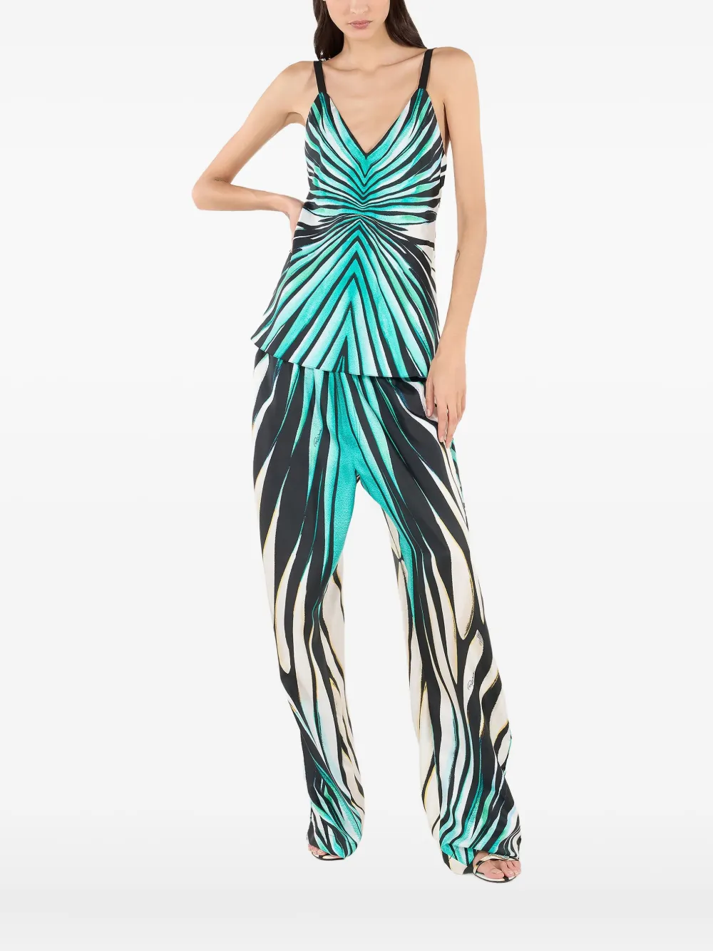 Roberto Cavalli Zijden top met print Blauw