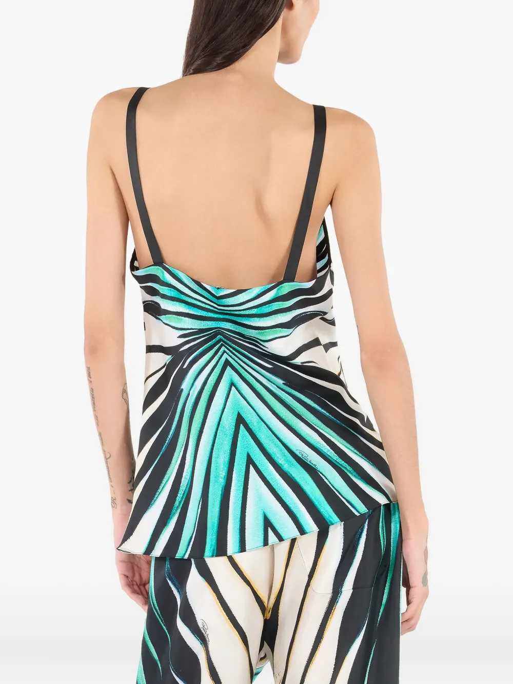 Roberto Cavalli Zijden top met print Blauw