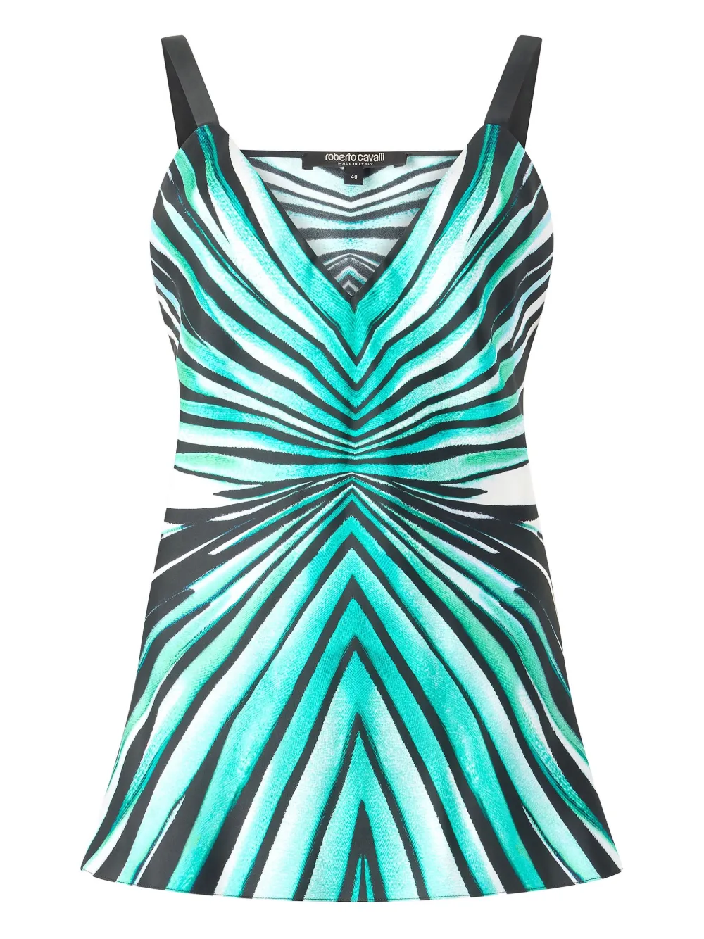 Roberto Cavalli Silk Printed Top In Blue
