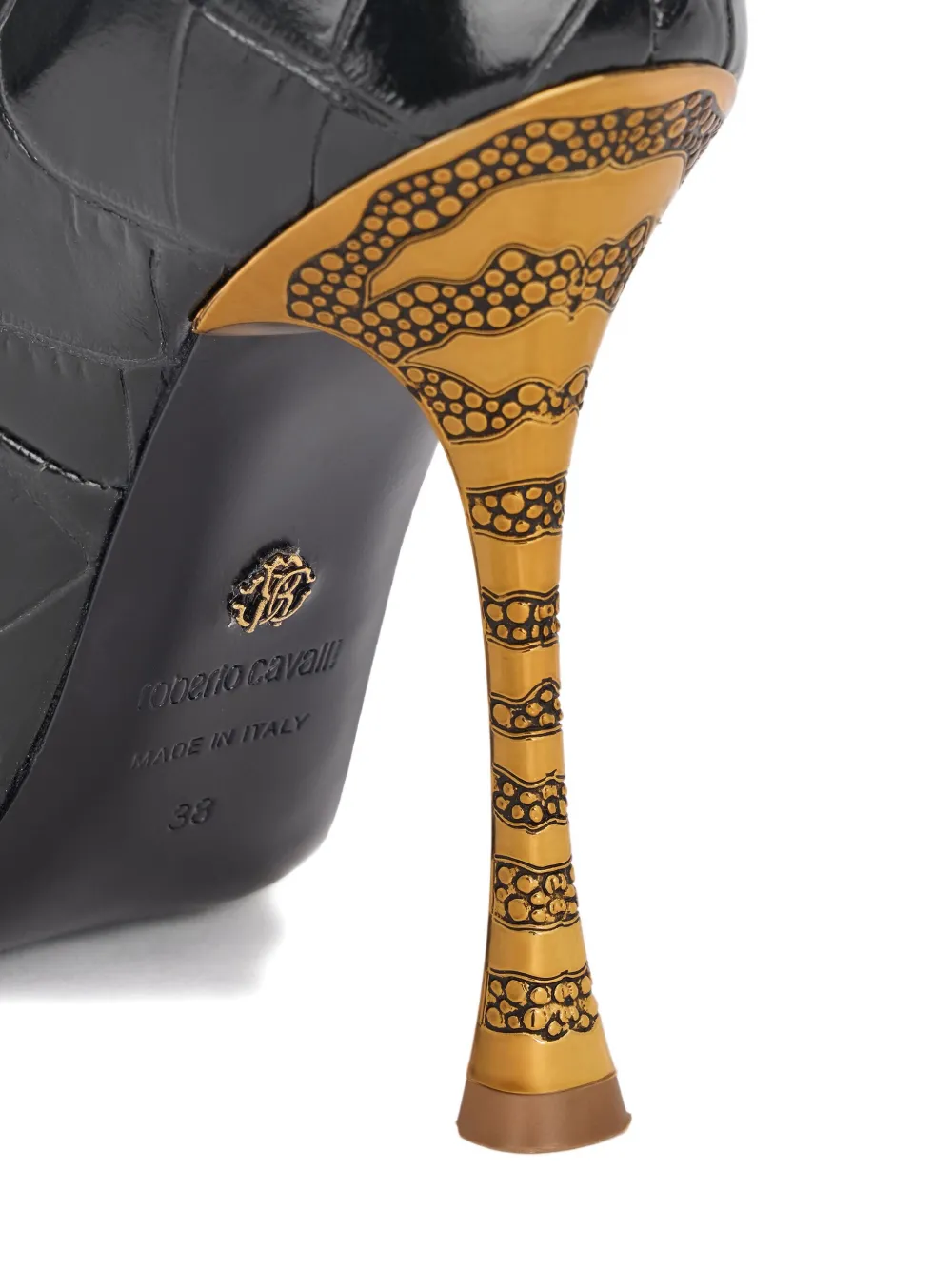 Roberto Cavalli crocodile-effect pointed-toe pumps Black
