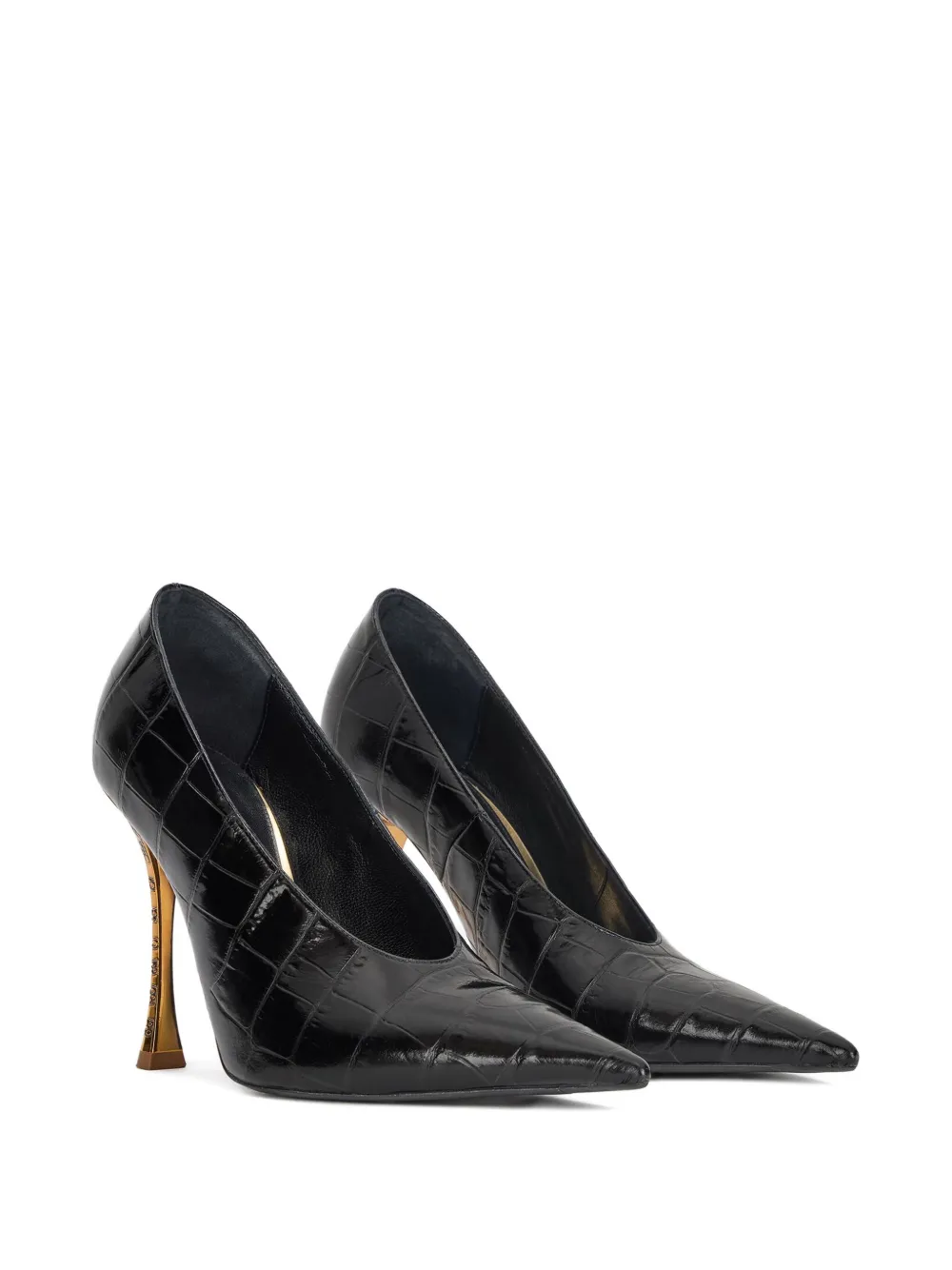 Roberto Cavalli crocodile-effect pointed-toe pumps Black