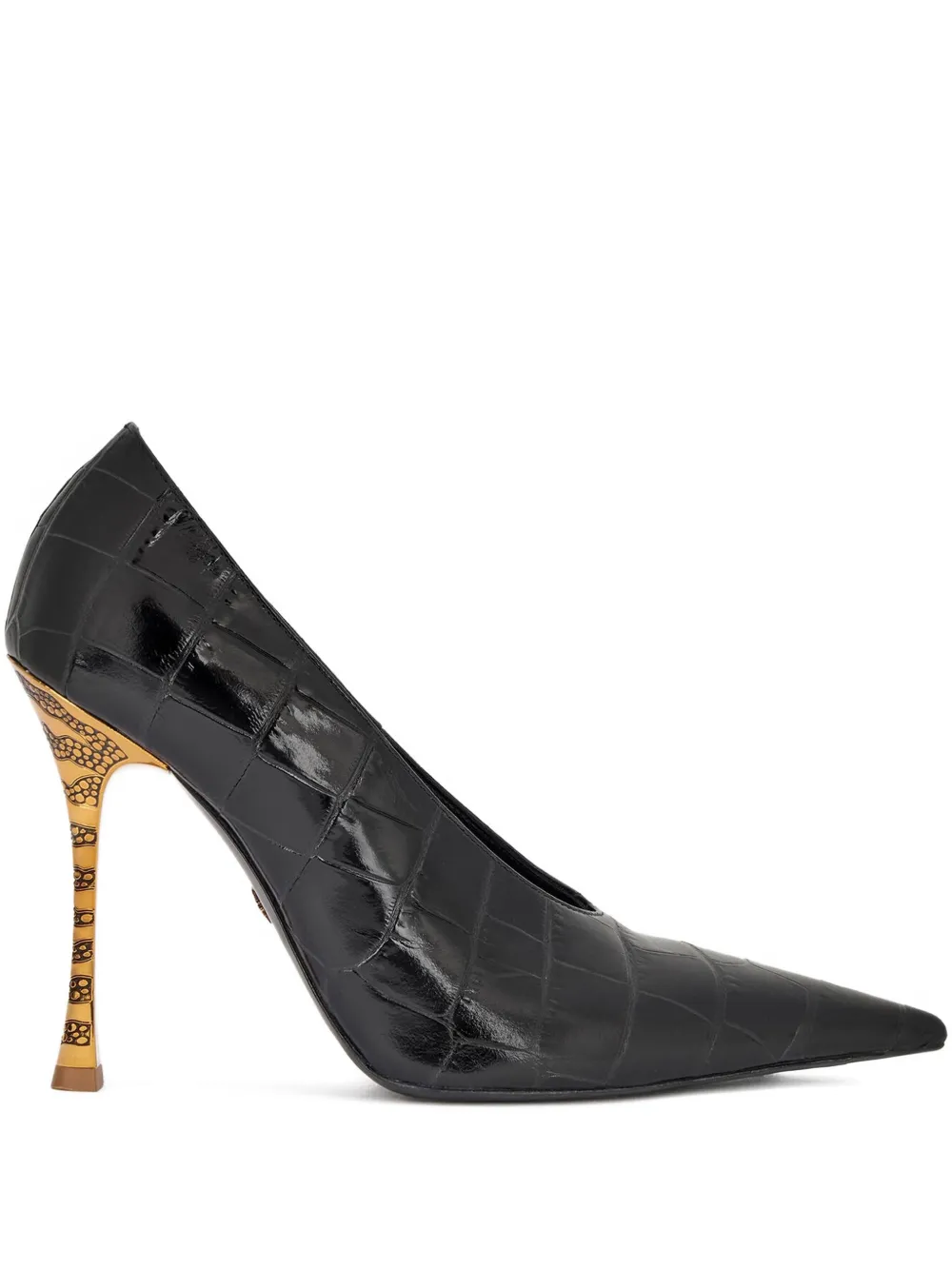 Roberto Cavalli crocodile-effect pointed-toe pumps Black