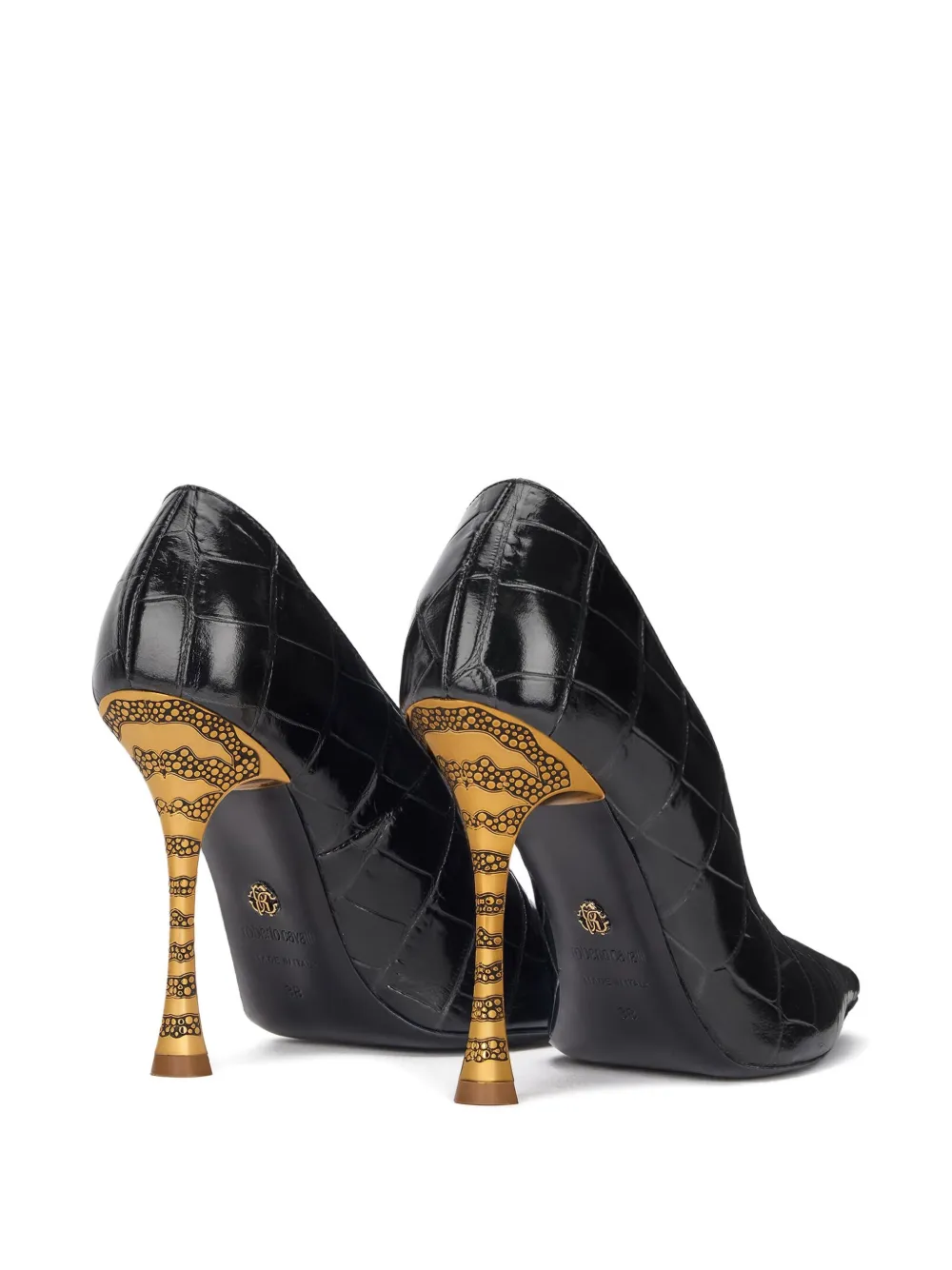 Roberto Cavalli crocodile-effect pointed-toe pumps Black