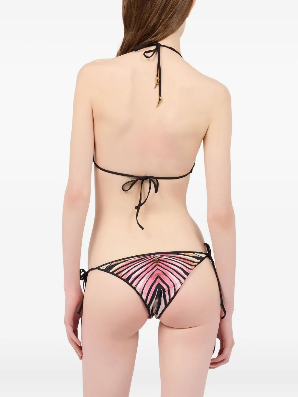 Roberto Cavalli Triangle Printed Bikini Top In Black