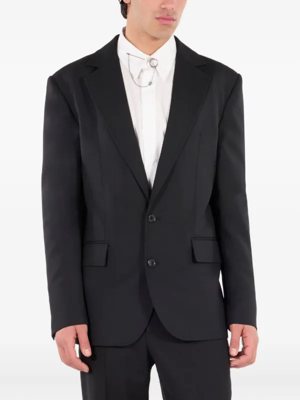 Roberto Cavalli leopard-print Lining Wool Blazer | Black | FARFETCH
