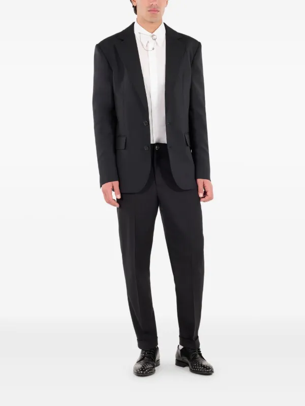 Roberto Cavalli leopard-print Lining Wool Blazer | Black | FARFETCH