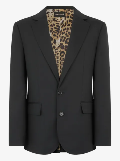 Roberto Cavalli leopard-print lining wool blazer