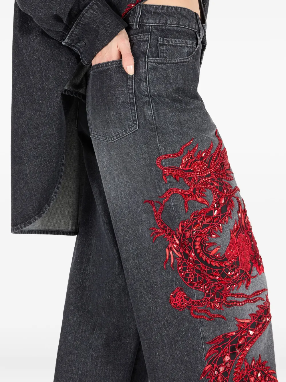 Roberto Cavalli Jeans met pailletten Zwart