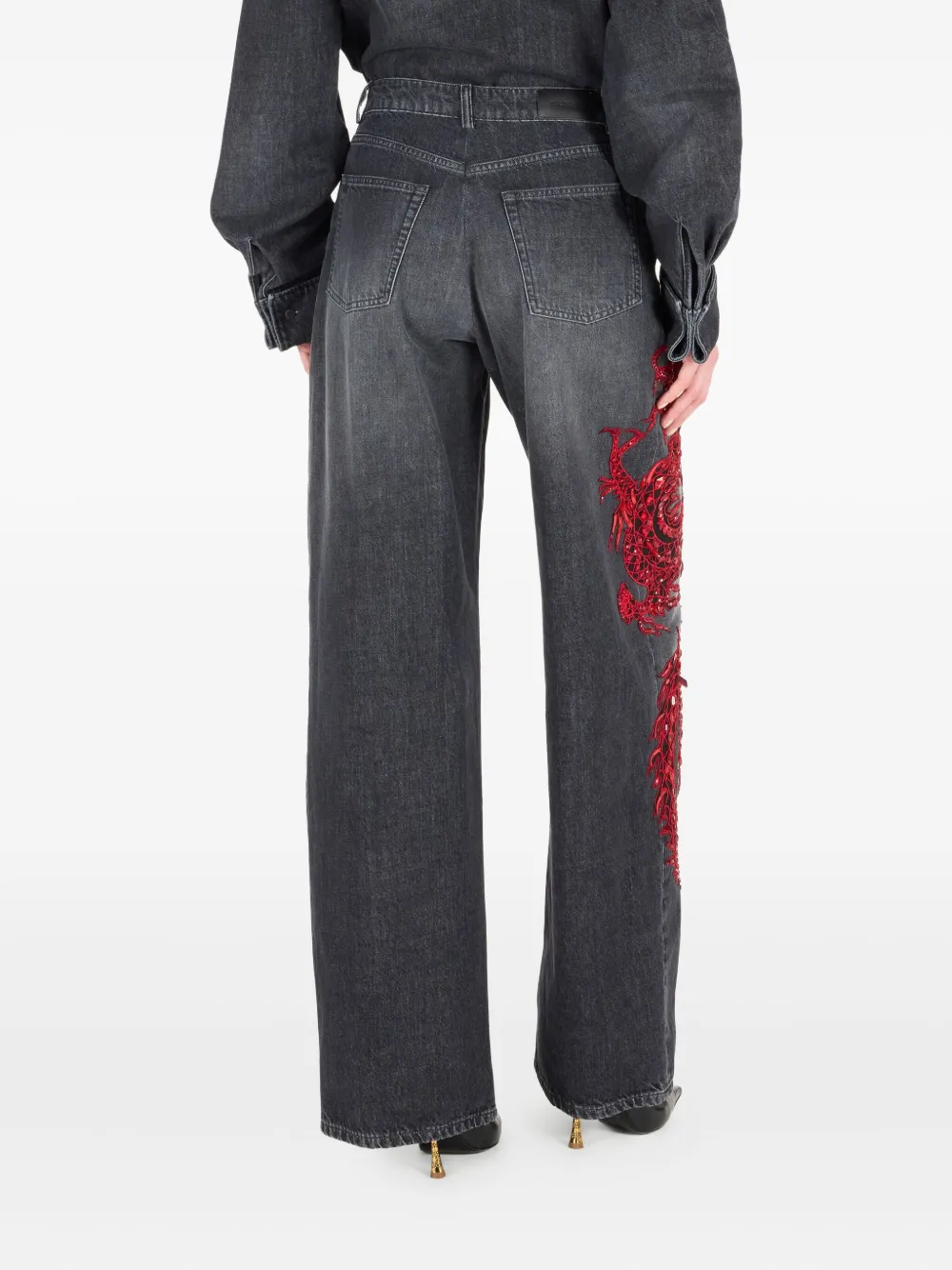 Roberto Cavalli Jeans met pailletten Zwart