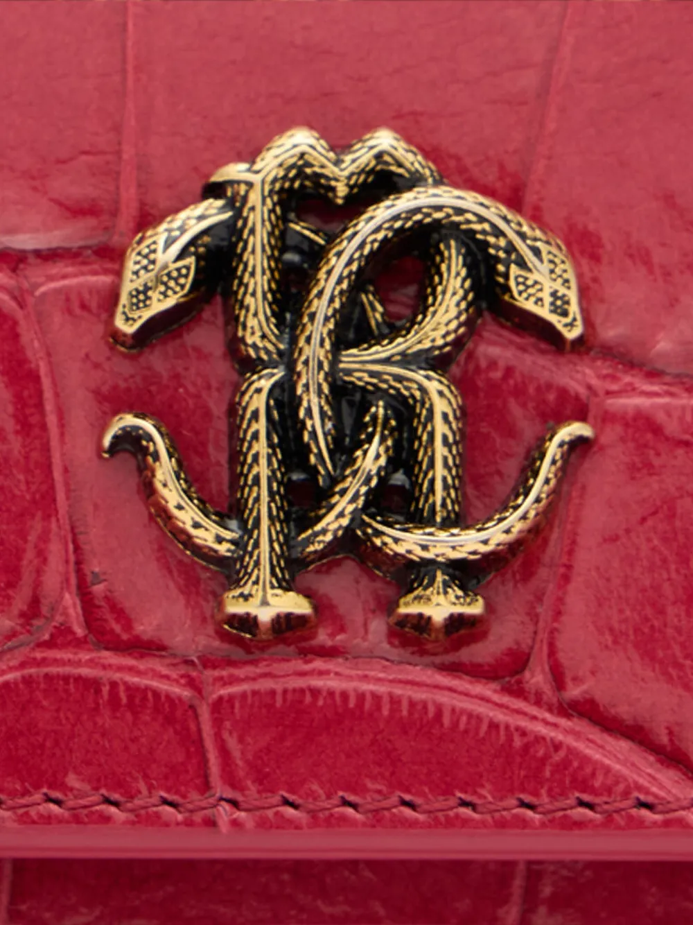 Roberto Cavalli Portemonnee met krokodillen-reliëf Rood