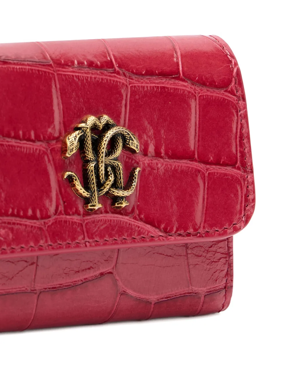 Roberto Cavalli Portemonnee met krokodillen-reliëf Rood