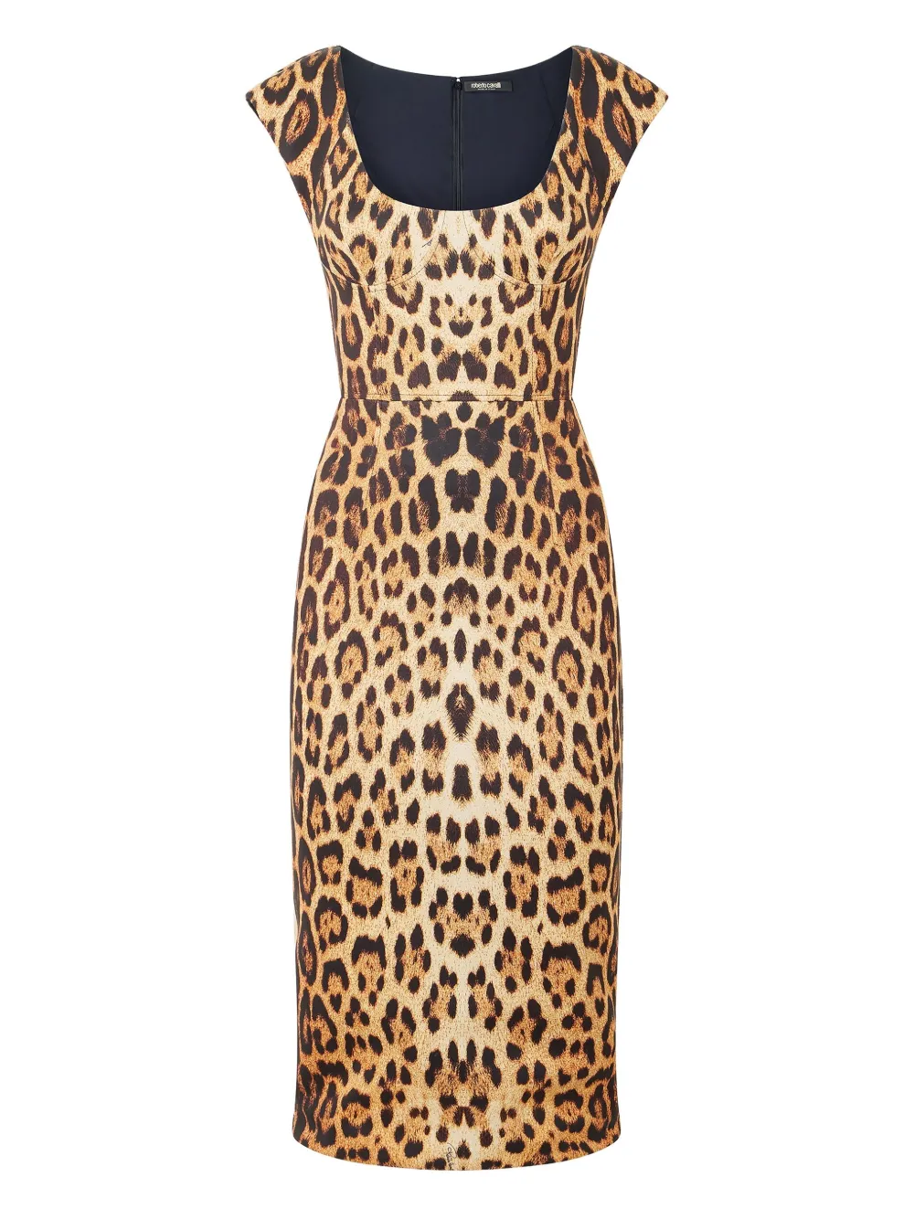 Roberto Cavalli Mouwloze jurk met jaguarprint Bruin