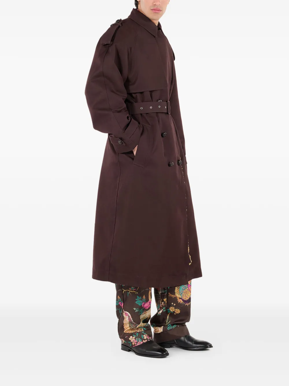 Roberto Cavalli Lammy trenchcoat met dubbele rij knopen Bruin