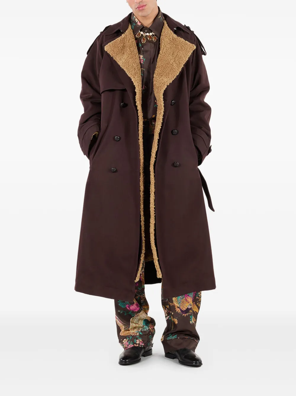 Roberto Cavalli Lammy trenchcoat met dubbele rij knopen Bruin