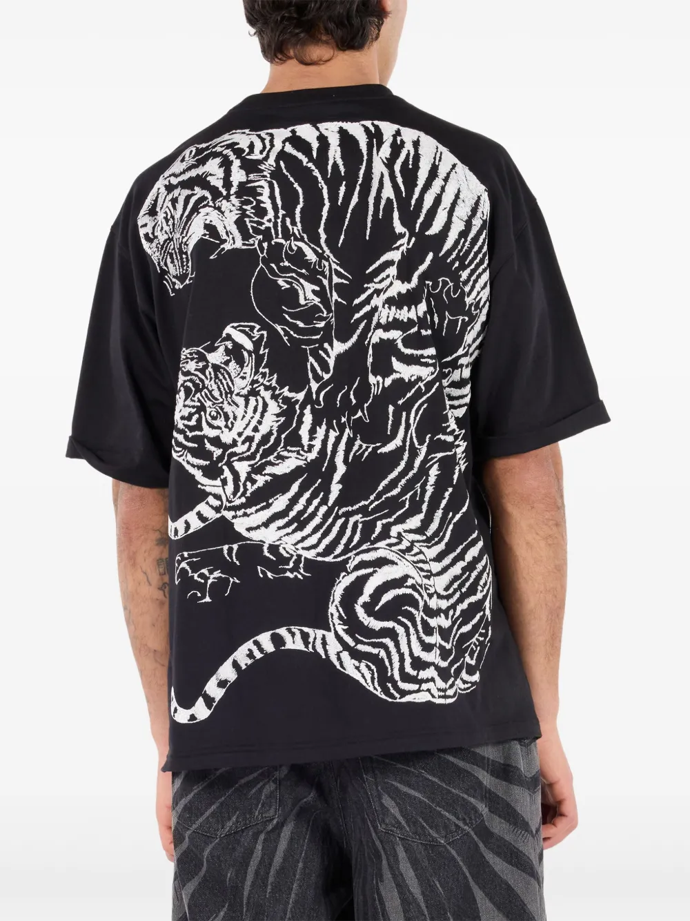 Roberto Cavalli T-shirt With Embroidered Logo In Black