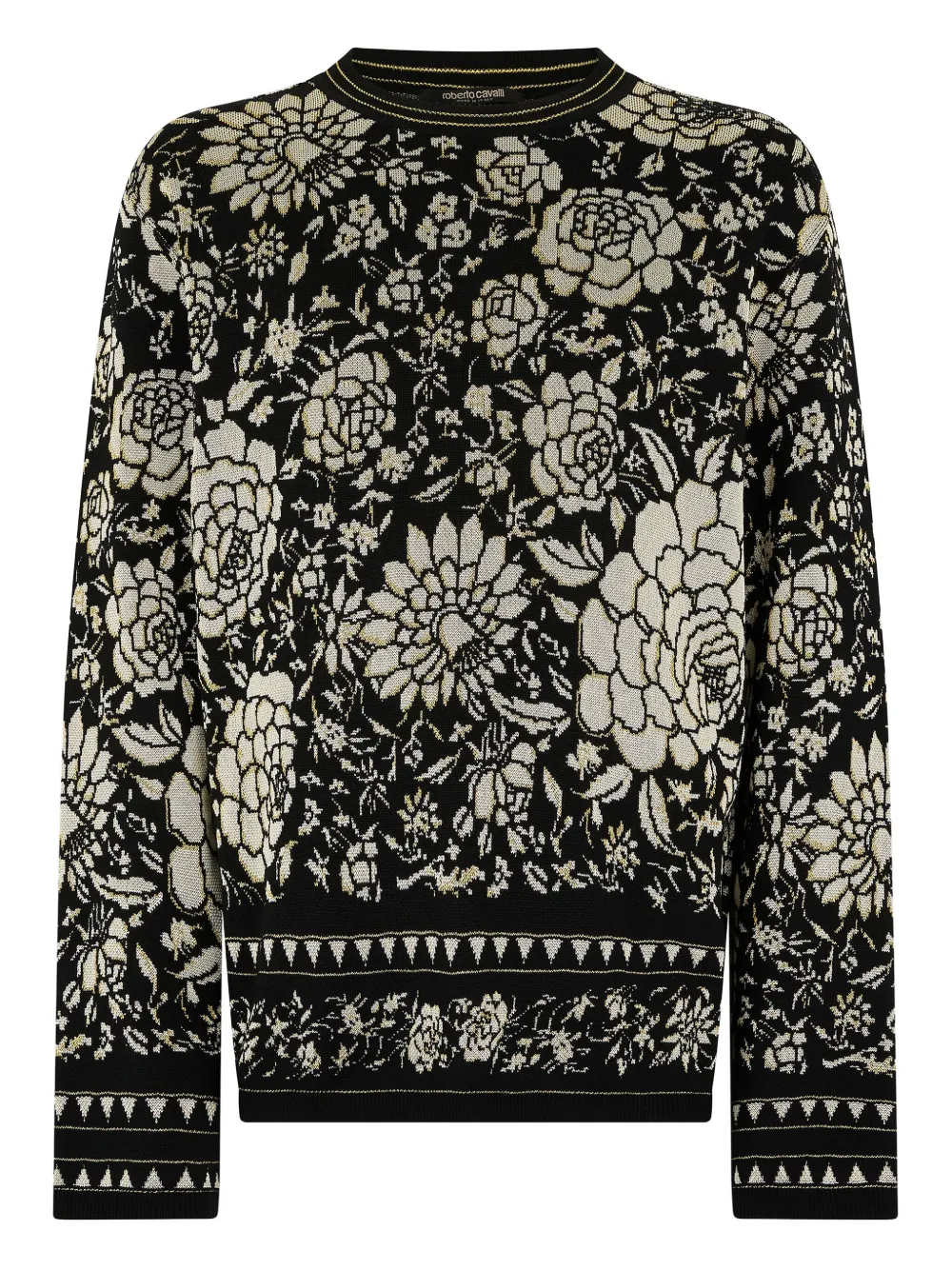 Roberto Cavalli floral-pattern wool sweater | Black | Image 1