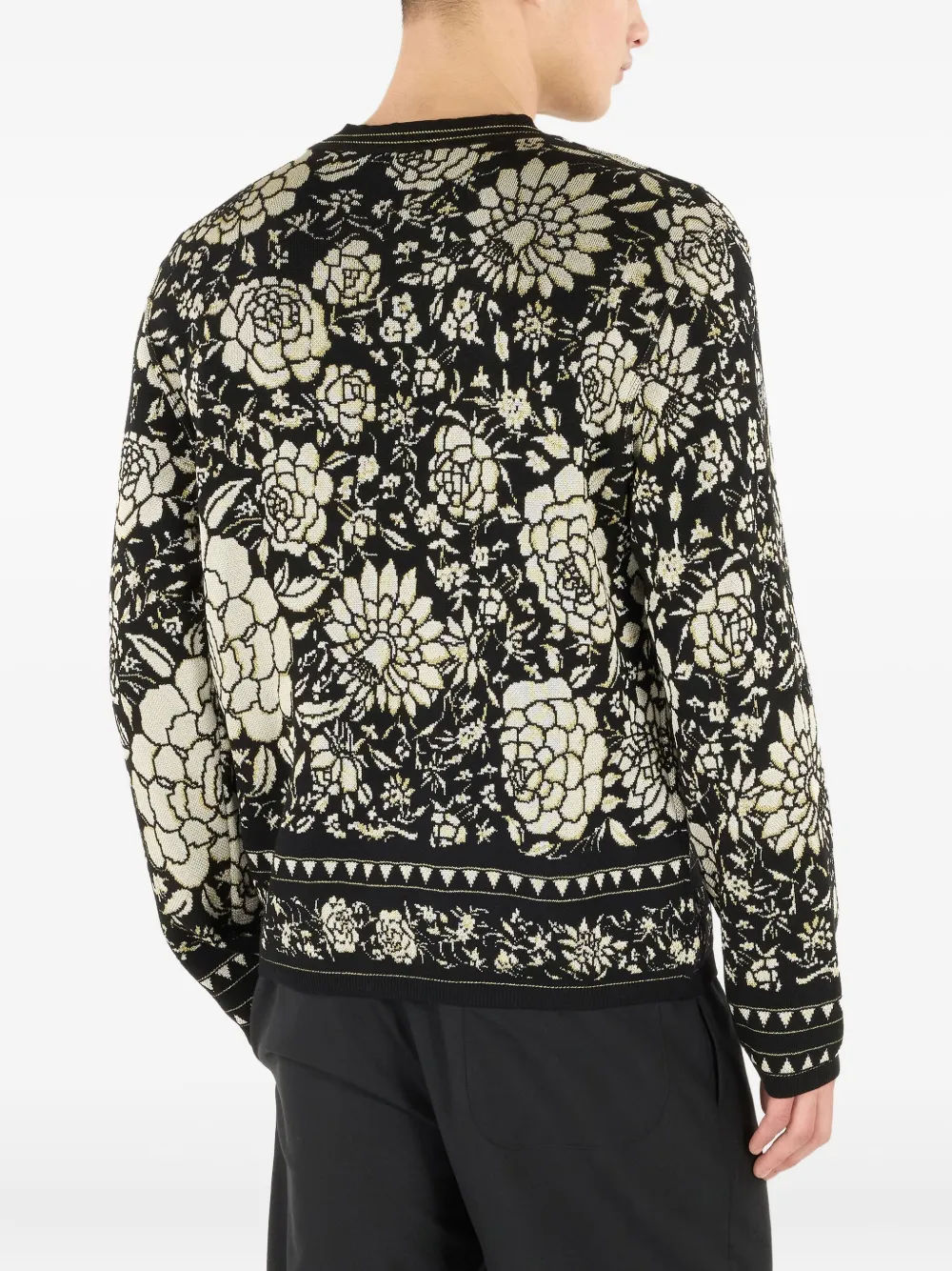 Roberto Cavalli Wollen trui met bloemenpatroon Zwart