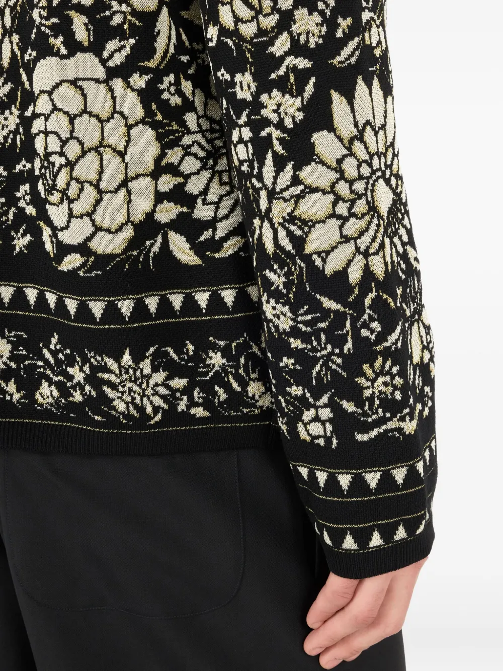 Roberto Cavalli Wollen trui met bloemenpatroon Zwart