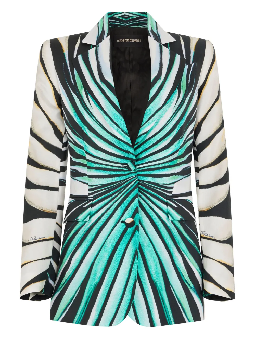 Roberto Cavalli Printed Blazer In Blue