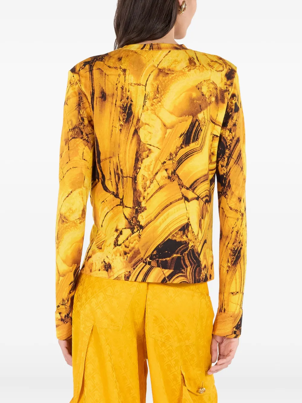 Roberto Cavalli Cardigan With Amber Print In Yellow