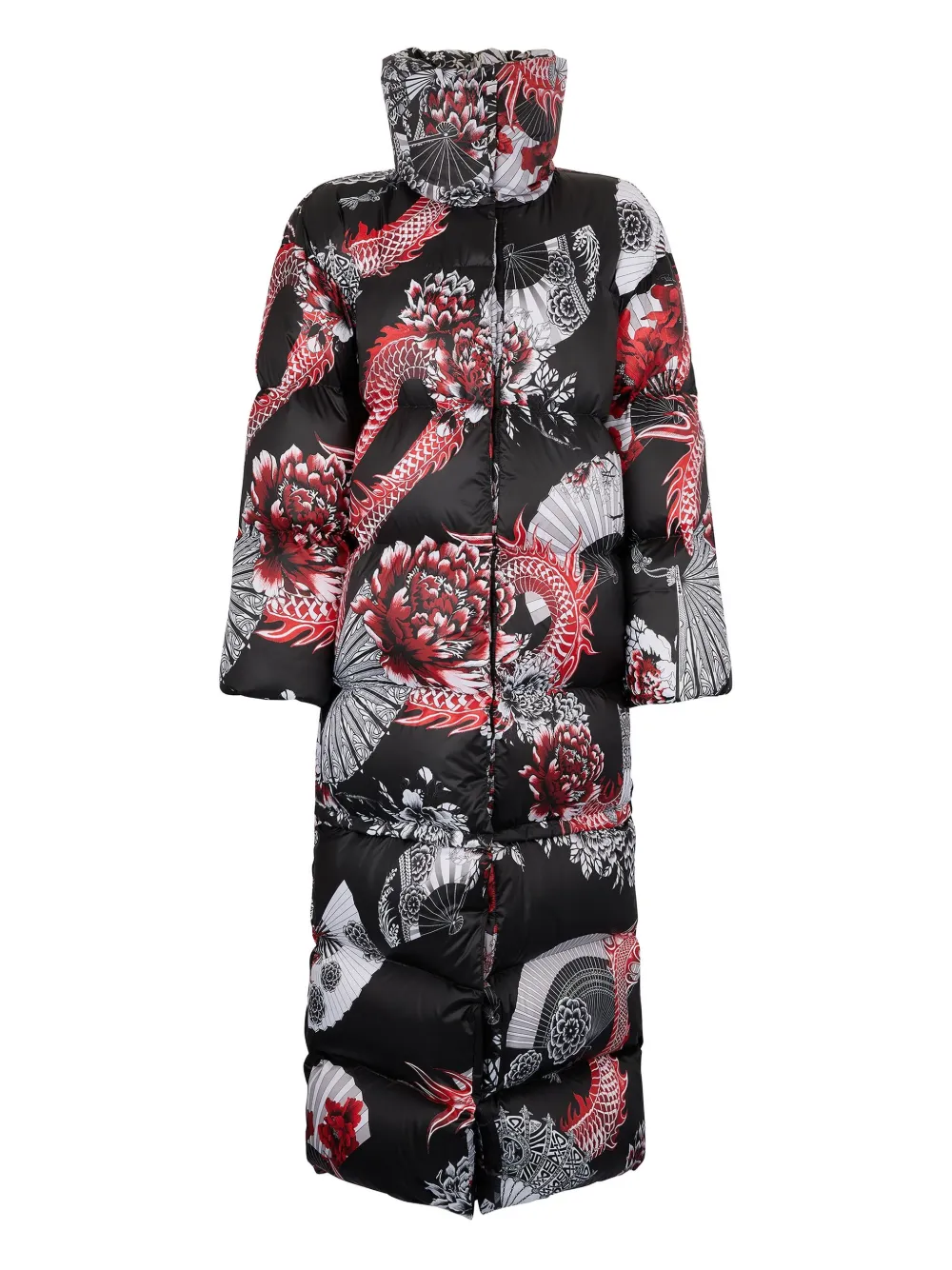Roberto Cavalli Oversized jas met drakenprint Zwart