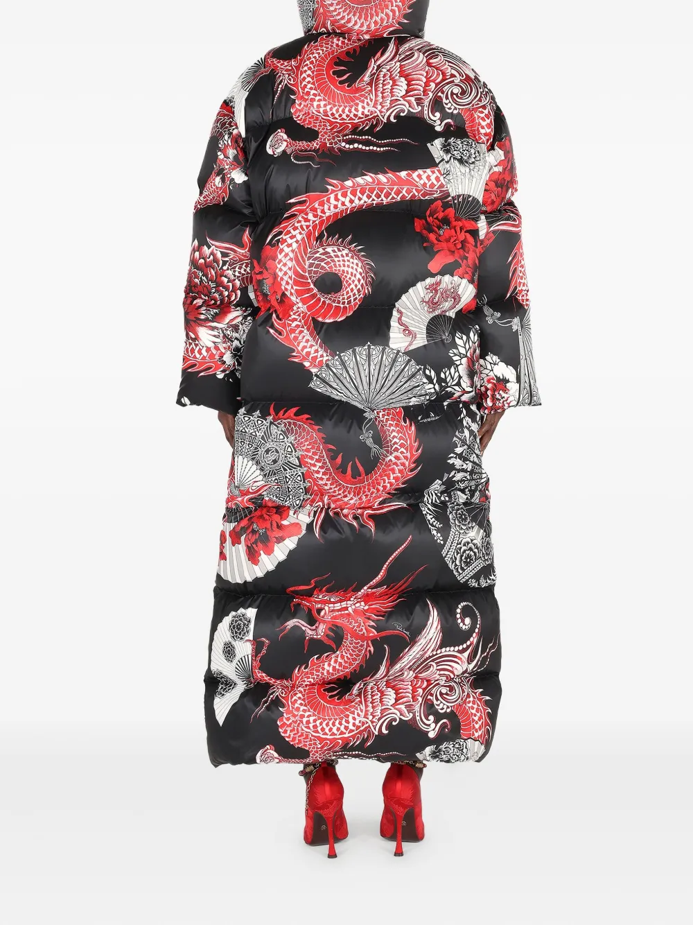 Roberto Cavalli Oversized jas met drakenprint Zwart