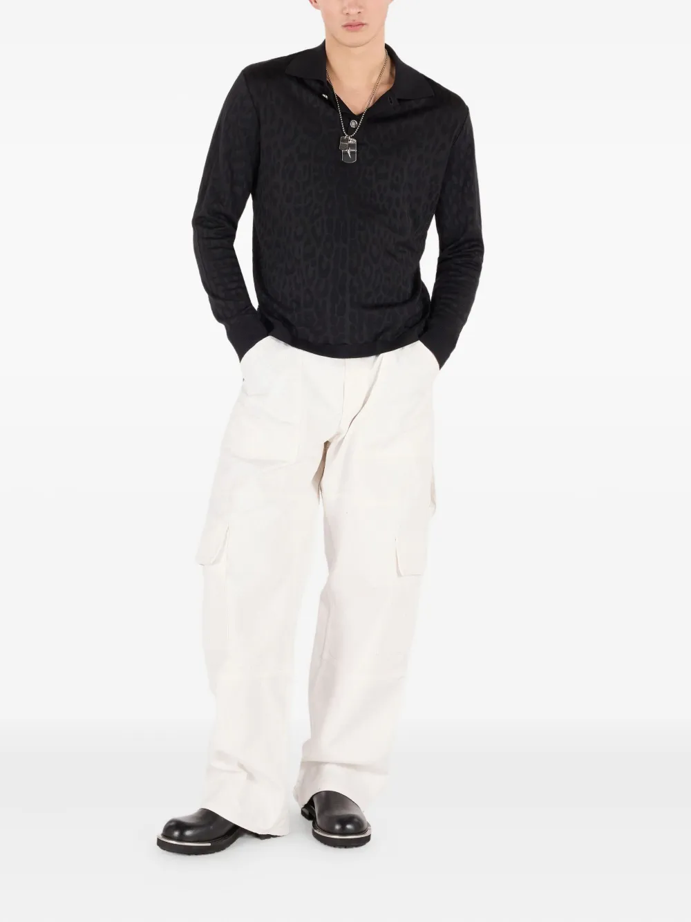 Roberto Cavalli Poloshirt met luipaardprint - Zwart