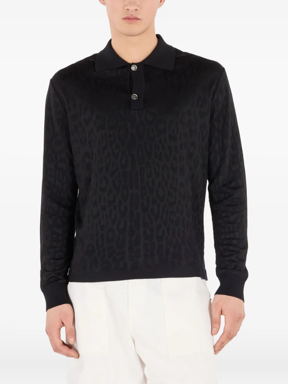 Roberto Cavalli Poloshirt met luipaardprint Zwart